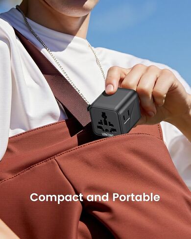 LENCENT Universal Travel Adapter, 100W GaN3 International Adaptor with 2 QC4.0 USB-A+2 PD3.0 Type-C PPS Fast Charging, Worldwide Wall Charger for iPhone,Samsung,Laptop, Plug Adapter USA/UK/EU/AU Black in Kuwait