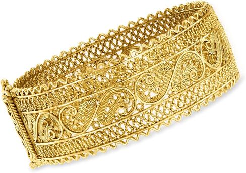 Ross-Simons 18kt Gold Over Sterling Wide Filigree Bangle Bracelet. 8 inches in Saudi Arabia