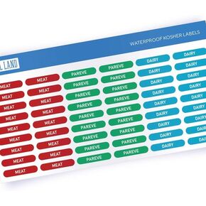 Kosher Sticker Labels – Meat Dairy and Pareve Stickers, Color Coded Stickers for Food Labeling & Storage, Dishwasher Safe Labels, Red Blue Green Stickers, Pack of 108 Labels (36 of Each)
