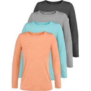 Cooraby Dry Fit Girls Long Sleeve Shirt Active Tops Crew Neck T-shirt Girls Athletic Performance Tops Long Sleeve Top
