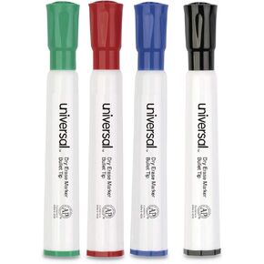 Universal UNV43680 Medium Bullet Tip Dry Erase Marker - Assorted Colors (4/Set)