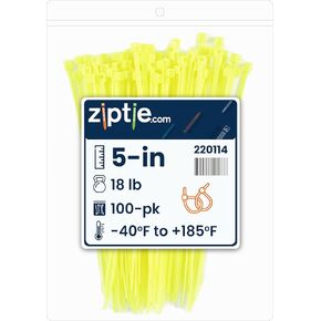 5-inch Fluorescent Yellow Multi-Purpose Cable Tie, 18-lb Tensile Strength, UL 21 Listed, 100-Pack
