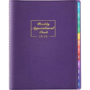 2025-2026 Weekly Appointment Book - Daily Planner 2025-2026 from July 2025 - June 2026, 8.5" x 11", 15-Minute Interval, Flexible Leather Cover, 12 Monthly Tabs, Back Pocket