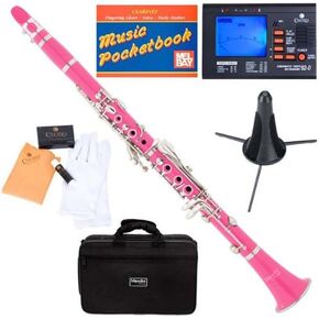 Mendini MCT-E+SD+PB Black Ebonite ABS B Flat Clarinet with Case, Stand, Pocketbook, Mouthpiece, 10 Reeds and More in Kuwait