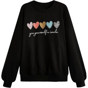 SweatyRocks Women's Long Sleeve Sweatshirt Star Graphic Print Pullover Shirt Top