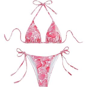 Women's High Waisted Bathing Suit Allover Floral Print Triangle Halter Swimsuit Bikini Set 2 Piece in Kuwait