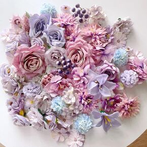 Artificial Flowers Heads Box Set Faux Flowers Bulk Flower for Crafts Cake Blossom DIY for Wedding Baby Shower Party Home Decorations-Pink