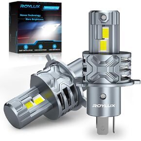 ROYLUX 9003 H4 Fog Light Bulb, 24000LM 600% High Brightness 6000K Cool White for Powersports ATV UTV, Pack of 2