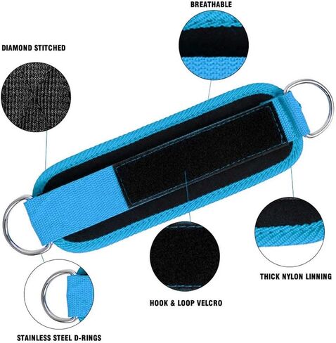 Ankle Straps Ankle Resistance Bands Wrist Cuffs Padded Straps Adjustable Fitness Glute Kickback D-Ring for Cable Machine Gym Foot Leg Training Brace Support 1 Pair in Saudi Arabia