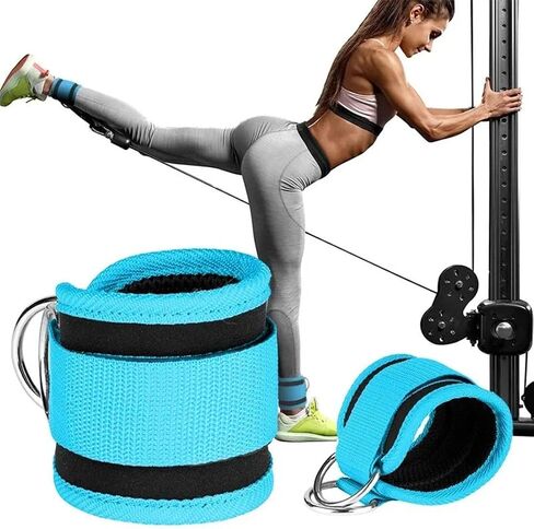 Ankle Straps Ankle Resistance Bands Wrist Cuffs Padded Straps Adjustable Fitness Glute Kickback D-Ring for Cable Machine Gym Foot Leg Training Brace Support 1 Pair in Saudi Arabia