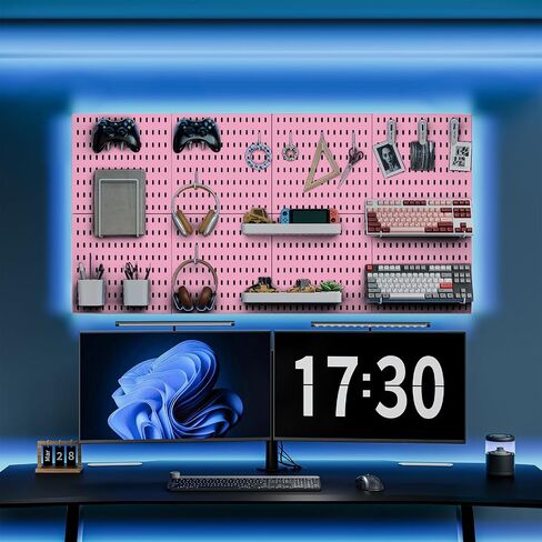 مجموعة مجموعة Pegboard، مجموعة تخزين مثبتة على الحائط مقاس 25.2 × 25.2 بوصة مع 4 ألواح Pegboard و20 ملحقًا للتعليق، ومنظم لوحات Pegboard in Kuwait