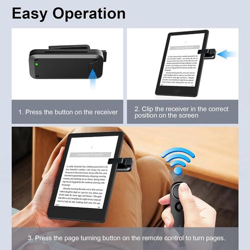 RF Remote Control Page Turner for Kindle iPad iPhone Android Phone/Tablet Reading eBooks Novels Comics, Photo Camera Recording Remote Triggers (White+Yellow) in Saudi Arabia