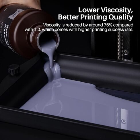 ELEGOO Water Washable 2.0 3D Printer Resin Grey 2KG, Low Shrinkage High Durability 395-405nm Fast Curing 3D Printing Liquid, High Strength and Toughness Resin for LCD/SLA/DLP Resin Printers in Kuwait