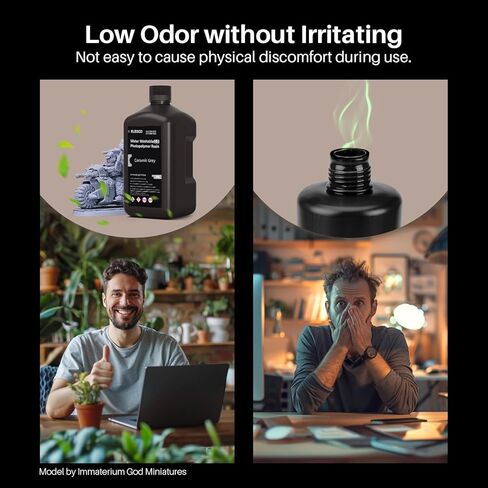 ELEGOO Water Washable 2.0 3D Printer Resin Grey 2KG, Low Shrinkage High Durability 395-405nm Fast Curing 3D Printing Liquid, High Strength and Toughness Resin for LCD/SLA/DLP Resin Printers in Kuwait