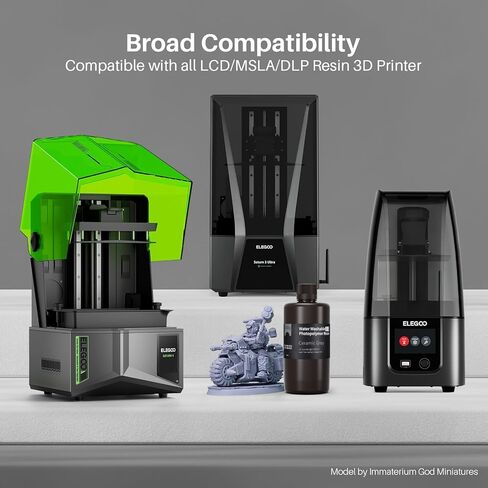 ELEGOO Water Washable 2.0 3D Printer Resin Grey 2KG, Low Shrinkage High Durability 395-405nm Fast Curing 3D Printing Liquid, High Strength and Toughness Resin for LCD/SLA/DLP Resin Printers in Kuwait