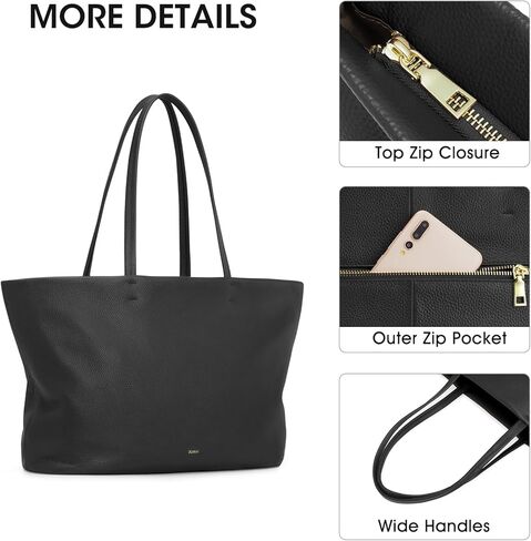 Kattee Leather Tote Bags for Women, Soft Shoulder Purse and Handbags Zipper Totes Travel Work Large in Kuwait