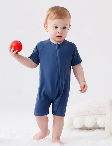 JunNeng Baby Boy Girl 2 Pack Short Sleeve Zipper Rompers Infant Cotton 2-way Zippers Comfy Summer Jumpsuit in Kuwait