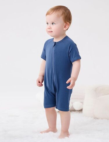 JunNeng Baby Boy Girl 2 Pack Short Sleeve Zipper Rompers Infant Cotton 2-way Zippers Comfy Summer Jumpsuit in Kuwait