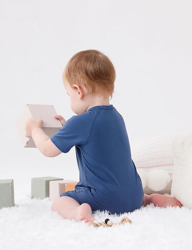 JunNeng Baby Boy Girl 2 Pack Short Sleeve Zipper Rompers Infant Cotton 2-way Zippers Comfy Summer Jumpsuit in Kuwait