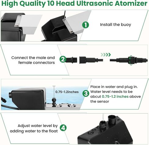 Ultrasonic Mist Maker 6 Head,Add Replacement Atomizer Heads,250W Power Water Proof Ultrasonic Mister,Ultrasonic Fog Humidifier with Float,for Vegetable Preservation,Landscape, Halloween,etc in Kuwait