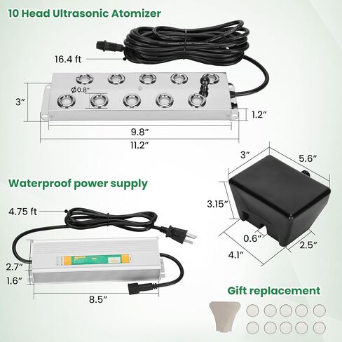 Ultrasonic Mist Maker 6 Head,Add Replacement Atomizer Heads,250W Power Water Proof Ultrasonic Mister,Ultrasonic Fog Humidifier with Float,for Vegetable Preservation,Landscape, Halloween,etc in Kuwait