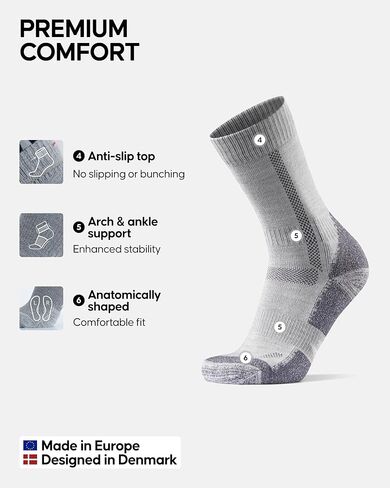 DANISH ENDURANCE Merino Wool Hiking Crew Socks for Men & Women, Cushioned Anti-Blister, Breathable - 3 Pairs in Saudi Arabia