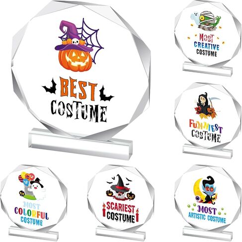 Geetery 6 Pcs Halloween Acrylic Award 4.72'' Halloween Trunk or Treat Party Supplies Trophy Award Funny Trophy Trunk or Treat Decorating Trophy Plaques for Halloween Car Trunk or Treat Outdoor Party in Kuwait