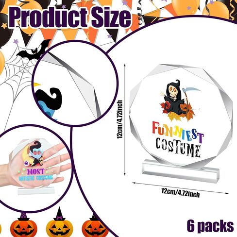 Geetery 6 Pcs Halloween Acrylic Award 4.72'' Halloween Trunk or Treat Party Supplies Trophy Award Funny Trophy Trunk or Treat Decorating Trophy Plaques for Halloween Car Trunk or Treat Outdoor Party in Kuwait