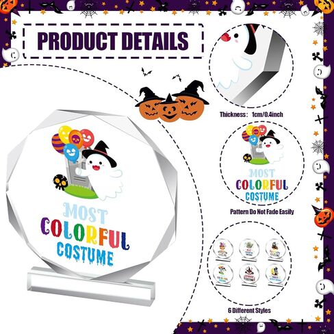 Geetery 6 Pcs Halloween Acrylic Award 4.72'' Halloween Trunk or Treat Party Supplies Trophy Award Funny Trophy Trunk or Treat Decorating Trophy Plaques for Halloween Car Trunk or Treat Outdoor Party in Kuwait