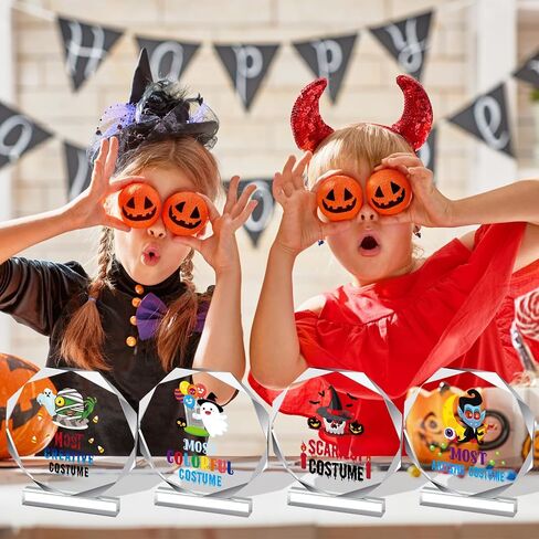 Geetery 6 Pcs Halloween Acrylic Award 4.72'' Halloween Trunk or Treat Party Supplies Trophy Award Funny Trophy Trunk or Treat Decorating Trophy Plaques for Halloween Car Trunk or Treat Outdoor Party in Kuwait