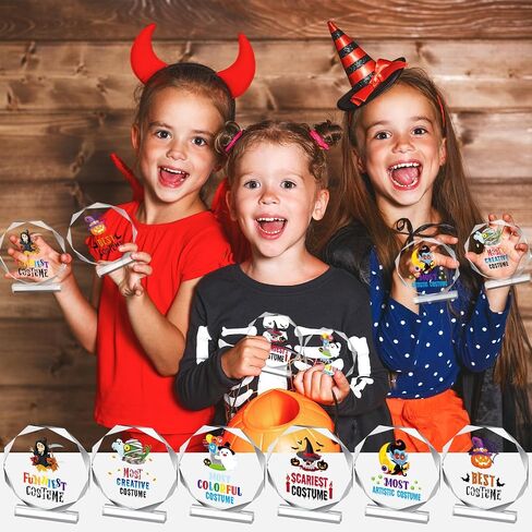 Geetery 6 Pcs Halloween Acrylic Award 4.72'' Halloween Trunk or Treat Party Supplies Trophy Award Funny Trophy Trunk or Treat Decorating Trophy Plaques for Halloween Car Trunk or Treat Outdoor Party in Kuwait