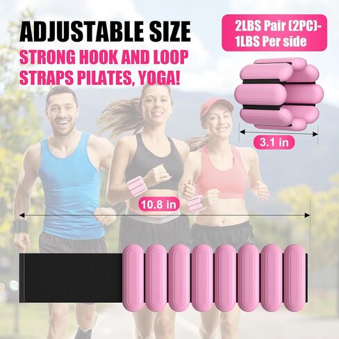 أوزان للمعصم والكاحل للنساء، مجموعة أوزان قوية للذراع والساق قابلة للارتداء مكونة من 2 (1 رطل لكل منهما)، أوزان للكاحل قابلة للتعديل للمشي واليوجا والرقص والبار وصالة الألعاب الرياضية وممارسة البيلاتيس والمشي والجري in Kuwait