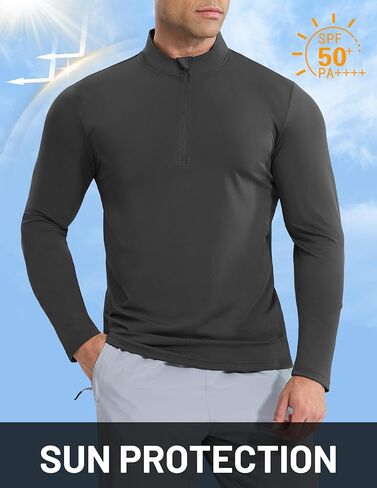 MIER Mens Quarter Zip Pullover Dry Fit Lightweight 1/4 Zip Long Sleeve Shirts for Athletic Running Golf Hiking, UPF 50+ in Kuwait