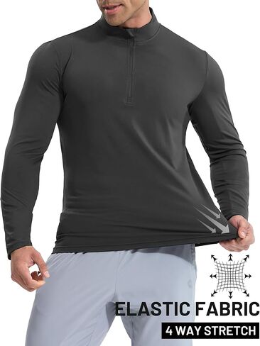 MIER Mens Quarter Zip Pullover Dry Fit Lightweight 1/4 Zip Long Sleeve Shirts for Athletic Running Golf Hiking, UPF 50+ in Kuwait