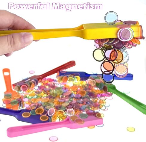 Magnetic Wands and Bingo Chips Game Tokens Educational STEM Kits for Learning, Sensory Bins, Science, Counting & Sorting 5-Pack & 500 Metal Chips in Saudi Arabia