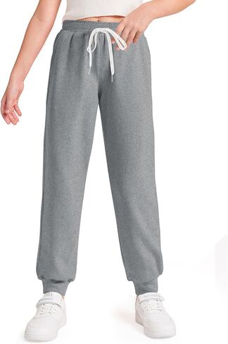 Haloumoning Girls' Sweatpants Soft Athletic Lounge Joggers Kids High Waist Casual Trousers Pants in Saudi Arabia