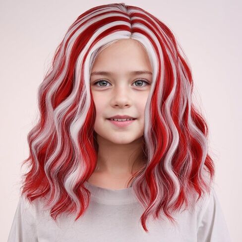 MAGQOO Brown Blonde Wig Girls Kids Short Curly Brown Blonde Wigs Synthetic Heat Resistant Cosplay Costume Party Wigs with Wig Cap(Brown Blonde) in Kuwait
