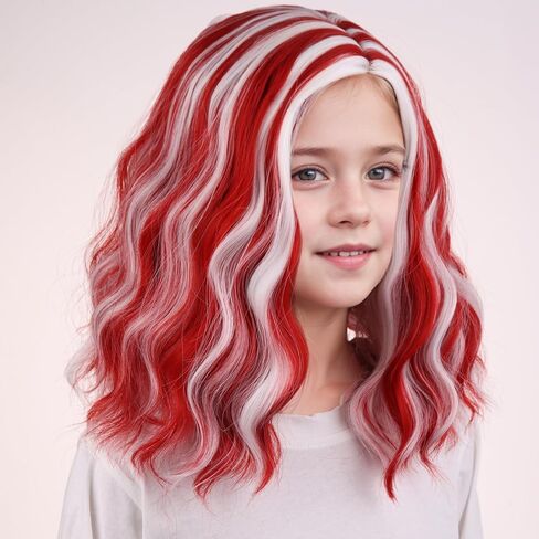 MAGQOO Brown Blonde Wig Girls Kids Short Curly Brown Blonde Wigs Synthetic Heat Resistant Cosplay Costume Party Wigs with Wig Cap(Brown Blonde) in Kuwait
