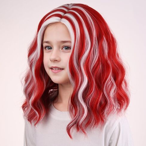 MAGQOO Brown Blonde Wig Girls Kids Short Curly Brown Blonde Wigs Synthetic Heat Resistant Cosplay Costume Party Wigs with Wig Cap(Brown Blonde) in Kuwait
