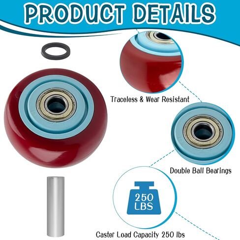 8 Pcs 3 Inch Push Cart PU Caster Kits, Shelf Replacement 3" Casters, Cargo Elevator Front Casters, Replacement Casters for Platform Trucks, Snow Blower, Grill 3" x 1.25" Casters 3/8" Axle in Saudi Arabia