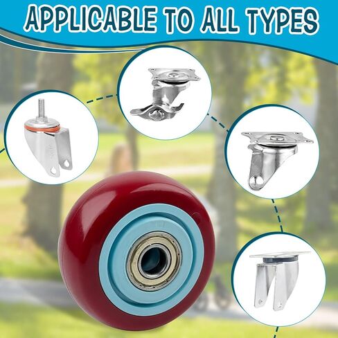 8 Pcs 3 Inch Push Cart PU Caster Kits, Shelf Replacement 3" Casters, Cargo Elevator Front Casters, Replacement Casters for Platform Trucks, Snow Blower, Grill 3" x 1.25" Casters 3/8" Axle in Saudi Arabia