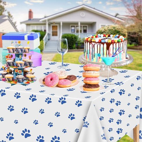4 Pack Puppy Paw Print Tablecloths, 51x87'' Pink Plastic Disposable Table Cover for Pet Themed Party Decorations for Cat Dog Birthday Party Supplies Lets Pawty Party Supplies in Saudi Arabia