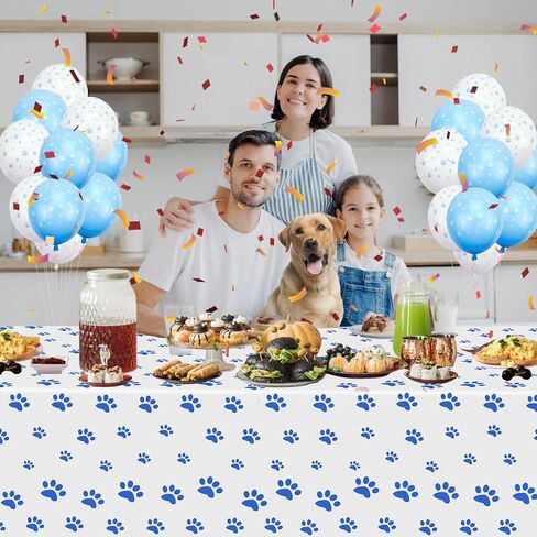 4 Pack Puppy Paw Print Tablecloths, 51x87'' Pink Plastic Disposable Table Cover for Pet Themed Party Decorations for Cat Dog Birthday Party Supplies Lets Pawty Party Supplies in Saudi Arabia