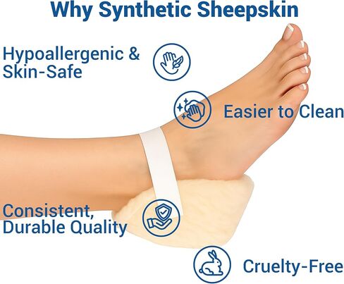 واقي الكعب متعدد الطبقات من Skil-Care موديل 2023، عالمي - تخفيف الضغط، جلد الغنم الصناعي، فتحات تهوية لتدفق الهواء، تقليل الرطوبة، ملاءمة مريحة، قابل للغسل، 503015 in Kuwait