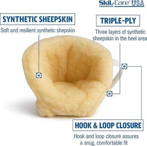 واقي الكعب متعدد الطبقات من Skil-Care موديل 2023، عالمي - تخفيف الضغط، جلد الغنم الصناعي، فتحات تهوية لتدفق الهواء، تقليل الرطوبة، ملاءمة مريحة، قابل للغسل، 503015 in Kuwait