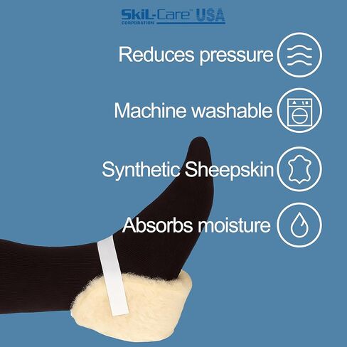 واقي الكعب متعدد الطبقات من Skil-Care موديل 2023، عالمي - تخفيف الضغط، جلد الغنم الصناعي، فتحات تهوية لتدفق الهواء، تقليل الرطوبة، ملاءمة مريحة، قابل للغسل، 503015 in Kuwait