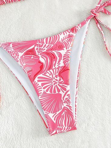 Women's High Waisted Bathing Suit Allover Floral Print Triangle Halter Swimsuit Bikini Set 2 Piece in Kuwait