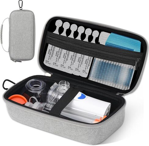 Carrying Case for Nebulizer and Asthma Inhaler,Portable Nebulizer Case for Kids and Adults,Asthma Inhaler Travel Case,Asthma Carrying Bag with Mesh Pocket for Medicine,Black,Case Only in Saudi Arabia