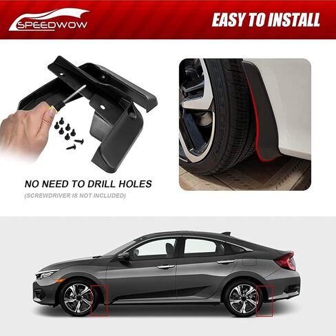 أغطية الطين SPEEDWOW، تناسب 1996-2000 Honda Civic (لا تناسب التنانير الجانبية)، 4 قطع/مجموعة أمامية وخلفية (لا تحتاج إلى حفر) in Saudi Arabia