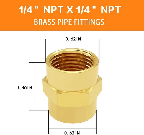 وصلة تركيب الأنابيب النحاسية NPT، 1/2 بوصة × 1/2 بوصة خيط أنثى قياسي NPT (عبوة من 2) in Kuwait
